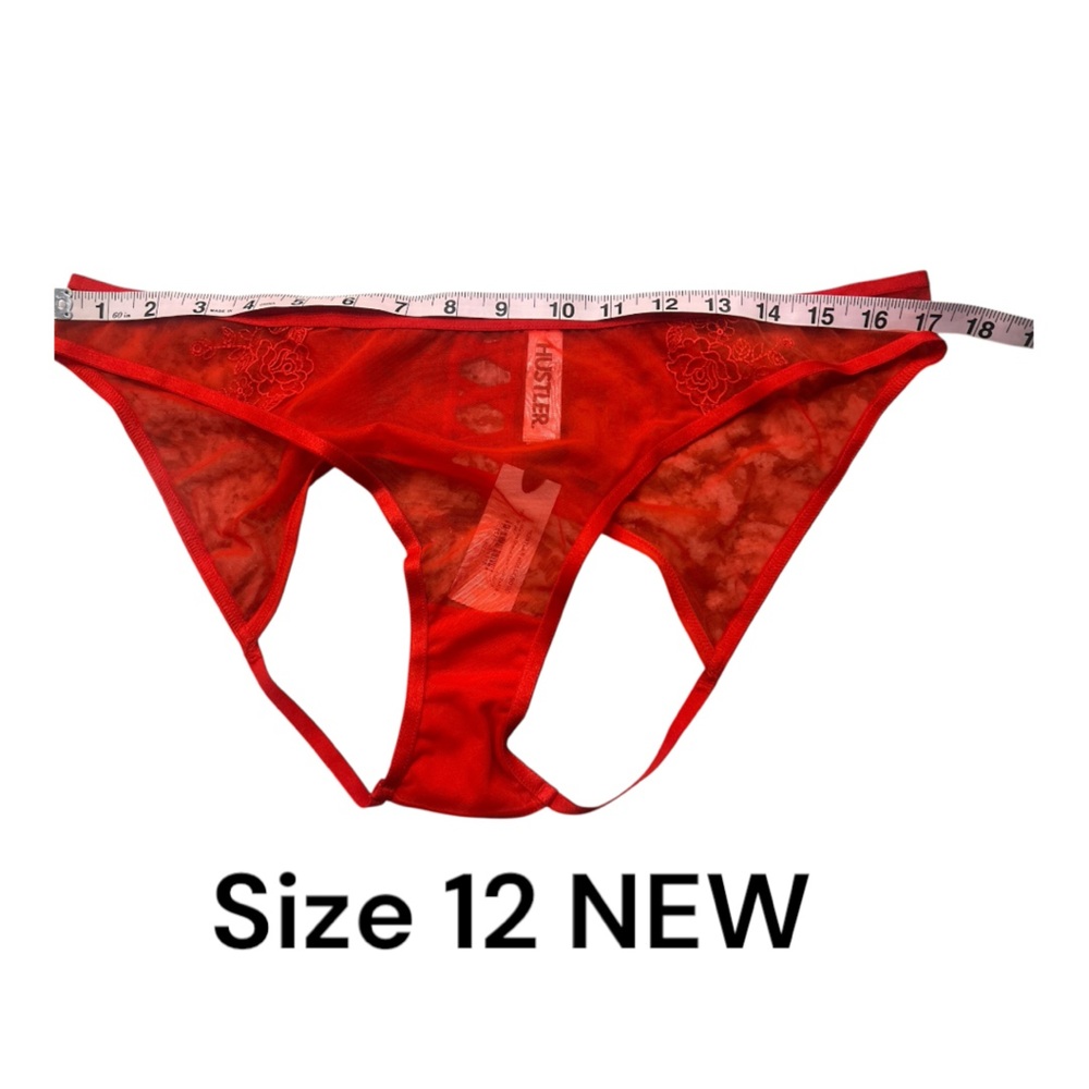 Red Open Back Sexy Panties Underwear sz 12 NWT Ladies Briefs Lace Sheer Butt